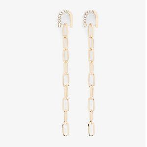 NWT! Express Embellished U Paperclip Chain Drop Earrings